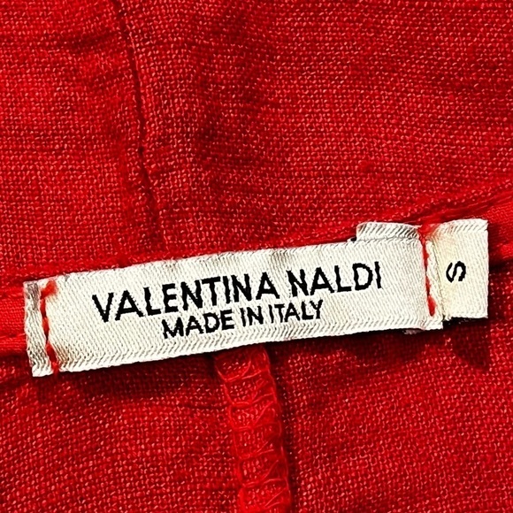 Valentina Naldi 100% Linen Top Boxy Ruffled Red Coastal Lagenlook Size Small - Picture 6 of 7